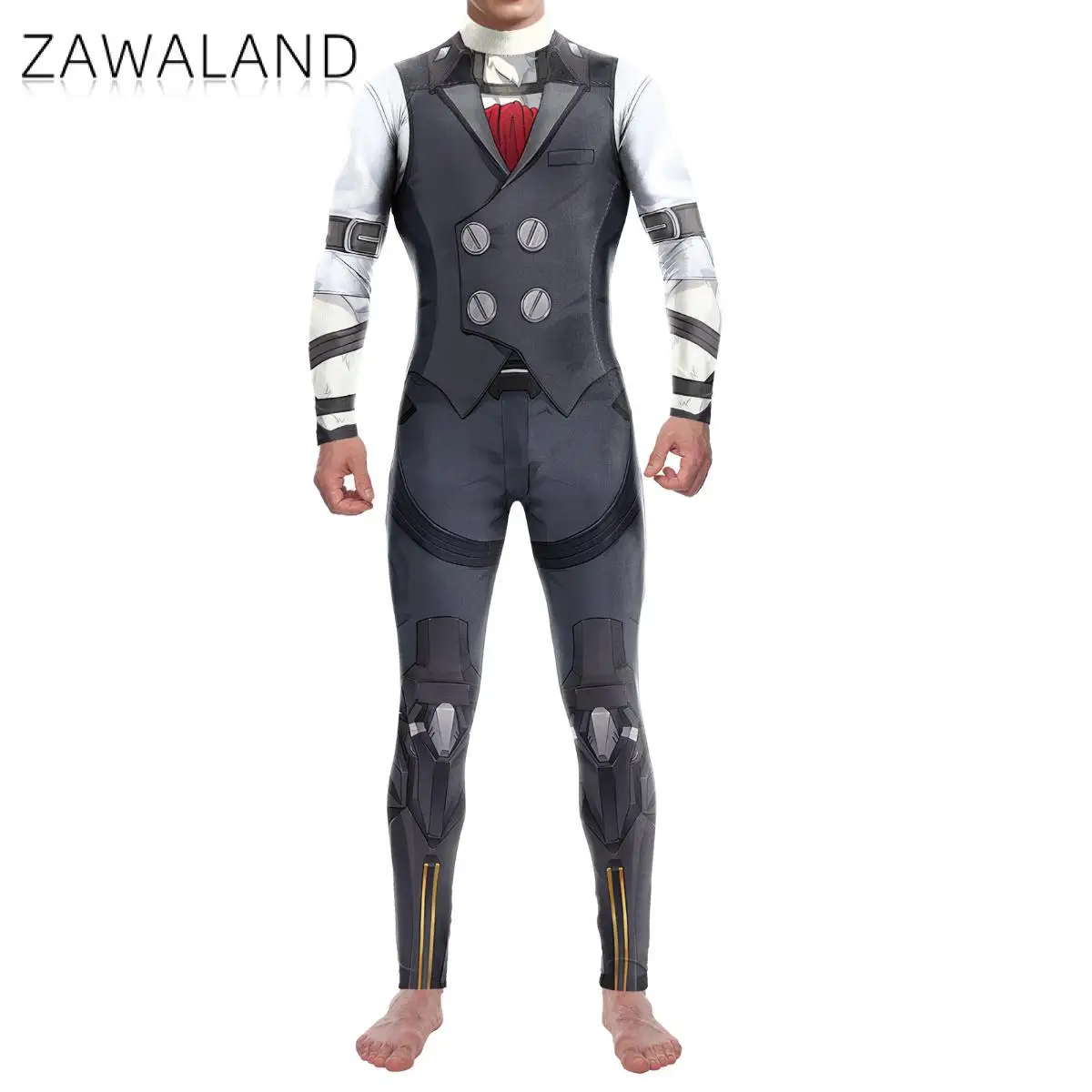 Zawaland Lycaon Costume for Men Suit Printed Jumpsuit Sexy Zentai Halloween Suit Funny Disguise Wearing Cosplay Party Clothes