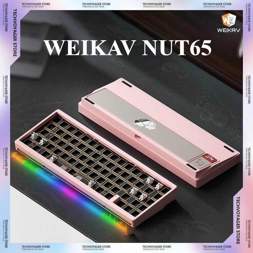 

WEIKAV NUT65 Mechanical Keyboard Kits 68% Layout Aluminium Alloy Custom Wireless Tri-Mode Gaming Keyboard Kit PC E-Sports Gifts