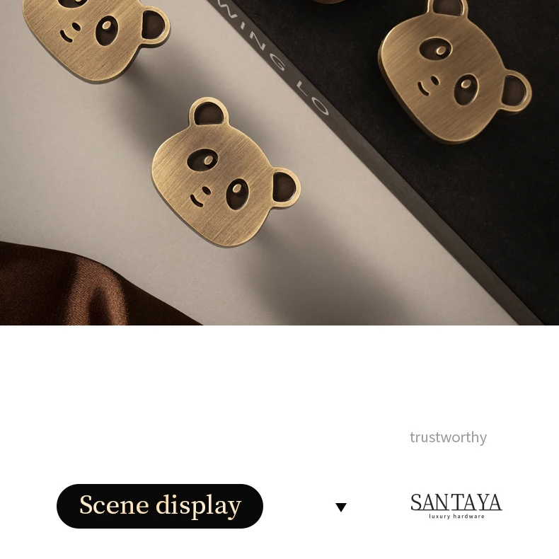 Panda furniture knob in antique brass — product image 7