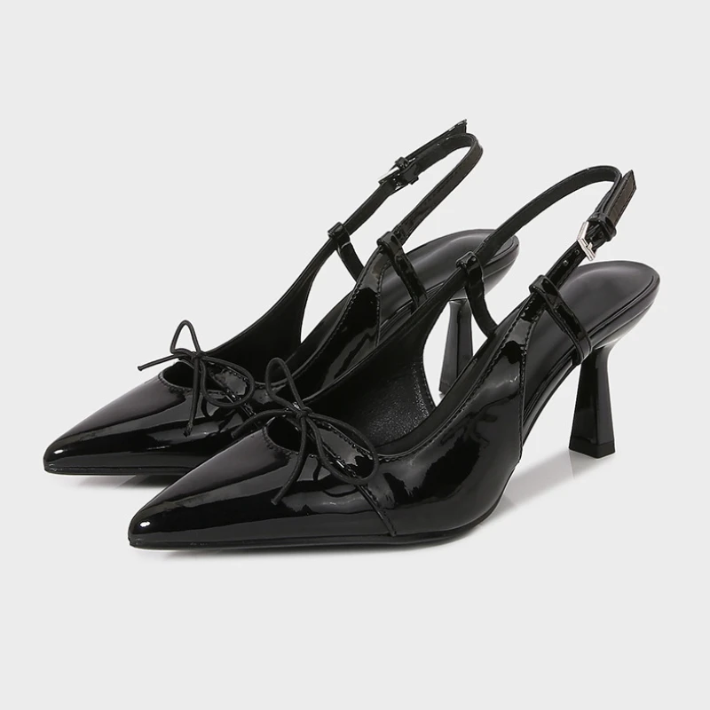 

Весенние дизайнерские туфли на высоком каблуке 2025 года для женщин | Сексуальные туфли-лодочки с острым носком и ремешком с пряжкой | Элегантные черные вечерние туфли