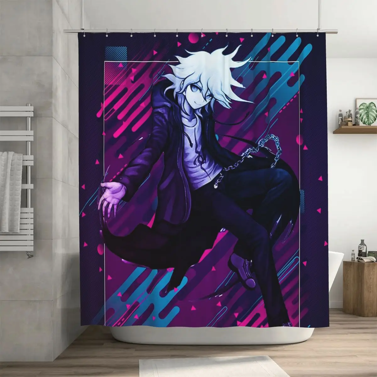 

Nagito Danganronpa 2 Modern Graphic Design Shower Curtain Bathroom Polyester Waterproof Bath Curtains with Hooks