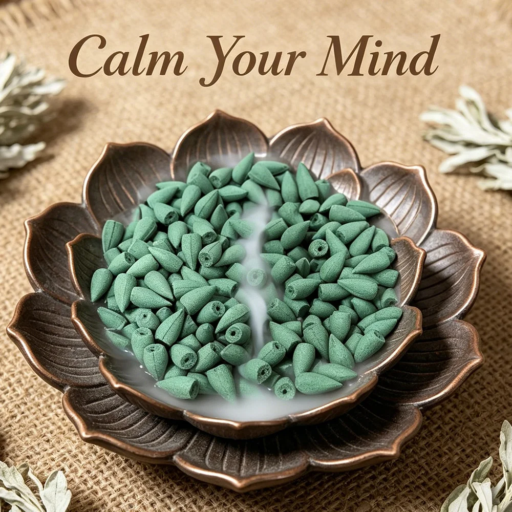 White Sage Scented Backflow Incense Cones, Natural Aromatic Fragrance, White Sage Incense Powder, Soaked in Essential Oils, with a Rich, Long-Lasting Scent, Perfect for Yoga, Meditation, Reading, Hosting Guests, and as a Room Decoration Gift. view 5