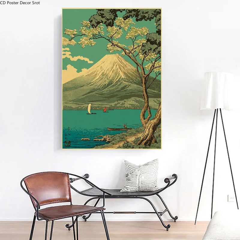 Japanese Landscape Series Retro Poster Kraft Paper Prints Posters Vintage Home Room Bar Cafe Decor Aesthetic Art Wall Paintings