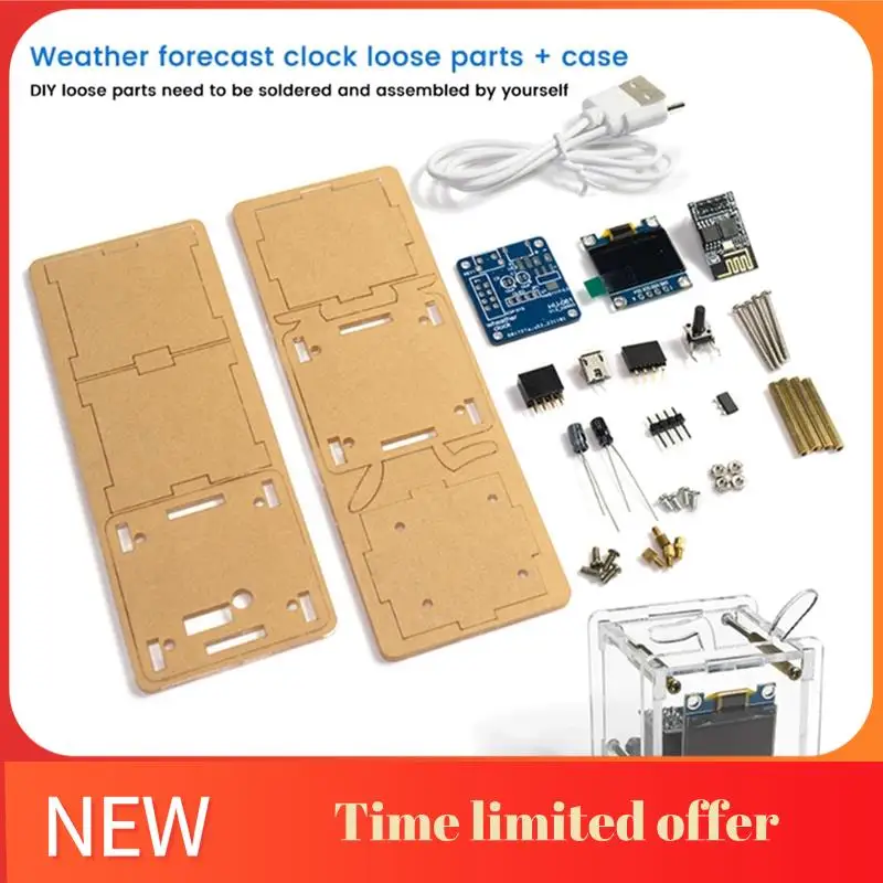 Wifi Internet Clock DIY Kit OLED 2.4G WIFI Time Temperature Humidity Date Week Weather Forecast Indicator DC 5V Clock