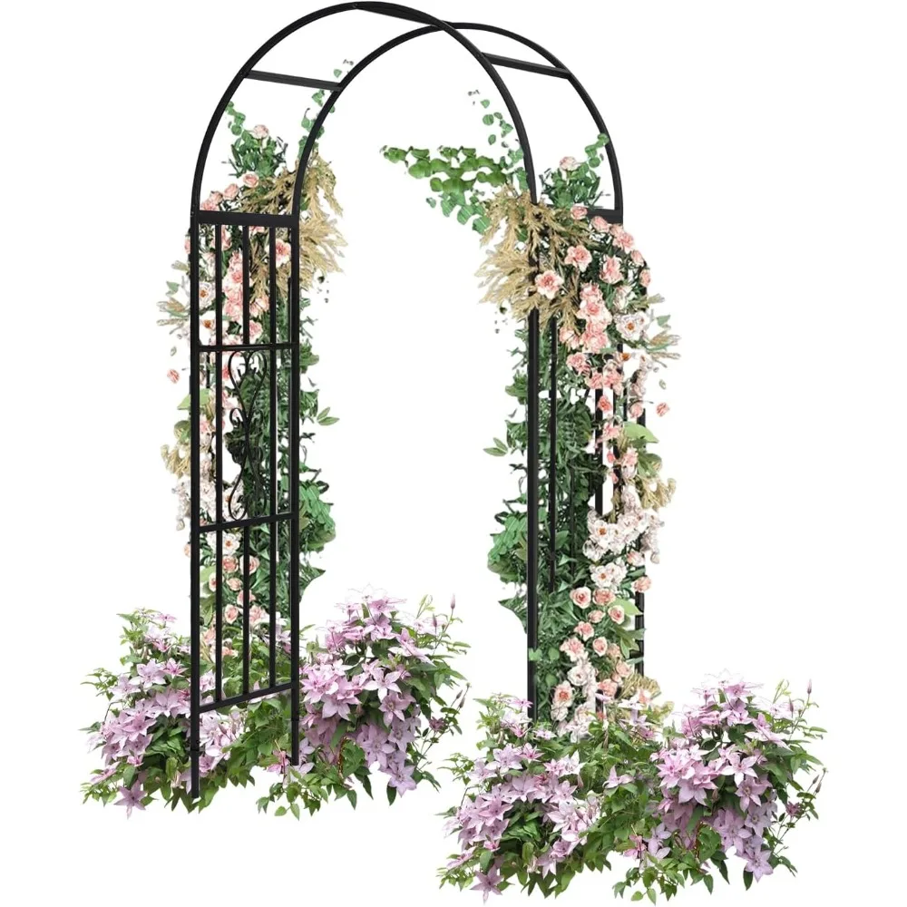 Black Outdoor Steel Garden Arbors - Black Metal Archway Arches Wedding Arch for Indoor Party Garden Patio Trellis Climbing Plant