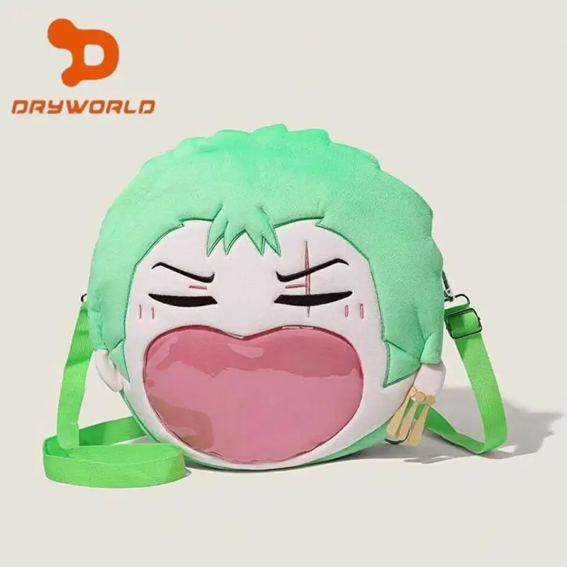 35Cm One Piece Roronoa Zoro Green Short Plush Transparent Zipper Backpack Adjustable Straps Visit The Comic Exhibit Holiday Gift