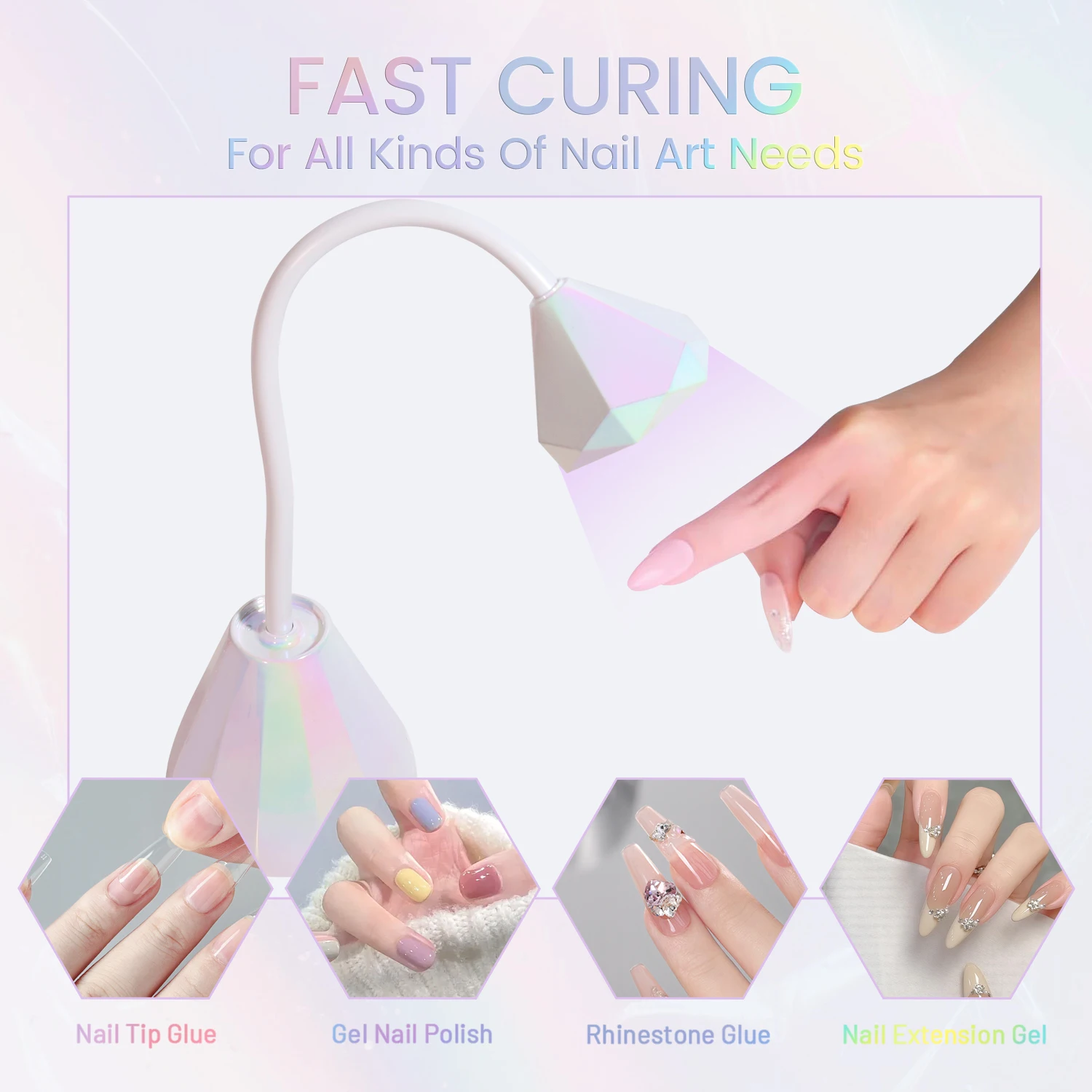 Rechargeable 27W Mini UV Light for Gel X Nails Extension,Cordless Portable Nail Dryer 360°Rotatable Gooseneck Polish Curing Lamp - view 3