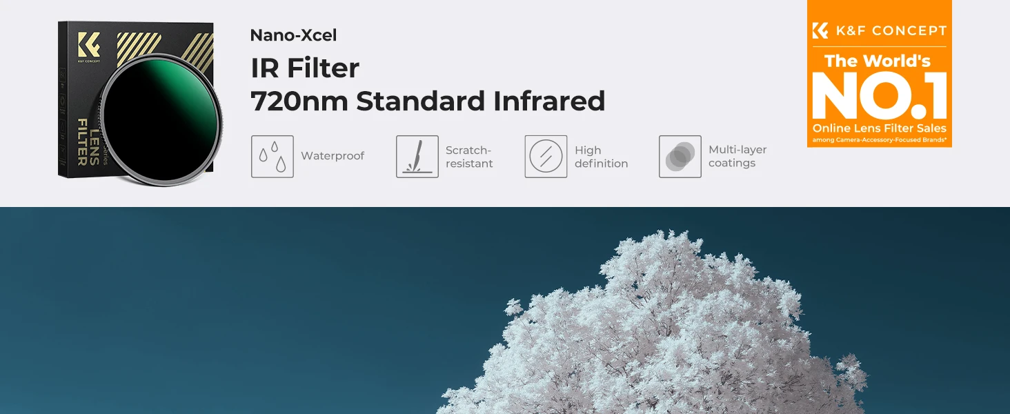 K&F Concept 720nm IR-Filter Infrarotfilter 67mm 49-82mm NANO-X Serie IR720 IR-Cut-Filter Infrarotreduzierung – Detail 1