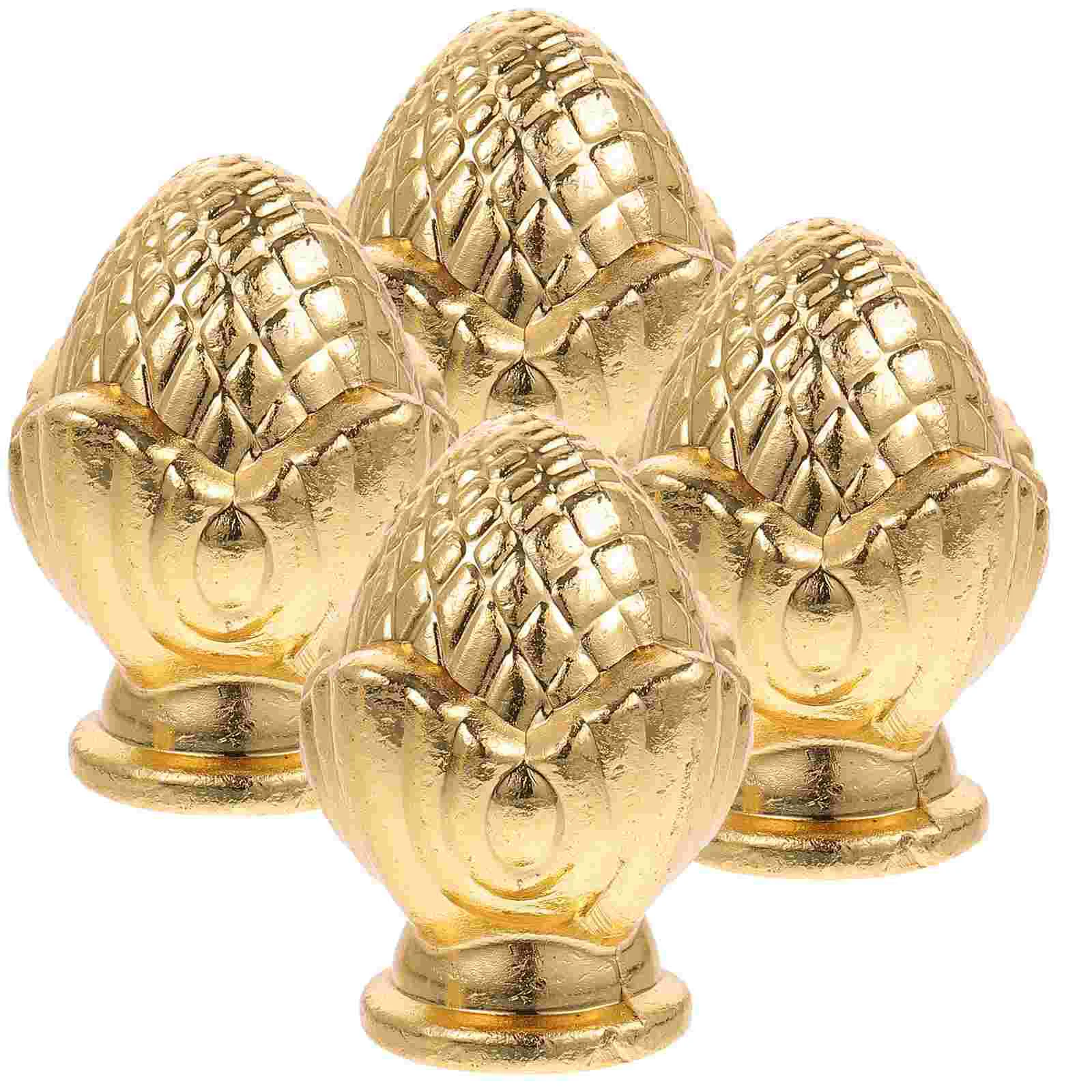 

4 Pcs Golden Lamp Cap Decoration Vintage Finials Desk Decorations DIY Zinc Alloy Decorative Versatile Accessory