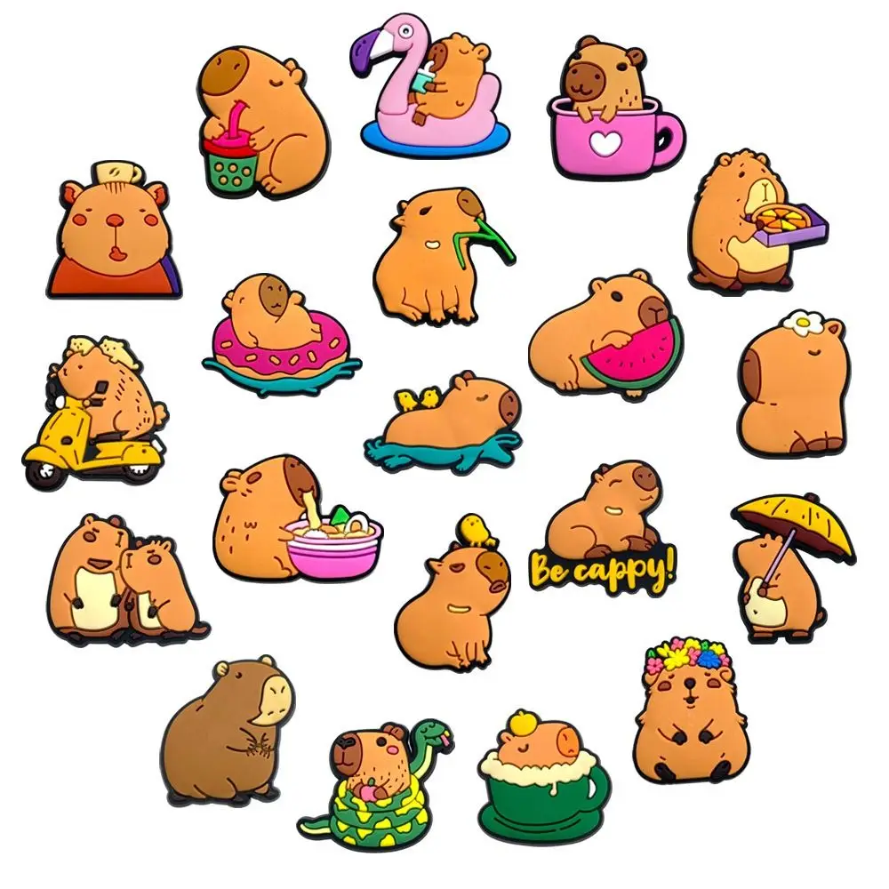 10 Pcs/Bag Shoes Flower Relax Capybara Animal Shoe Charms Cartoon Funny Shoe Buckle Detachable Cute Sandals Decoration Friends