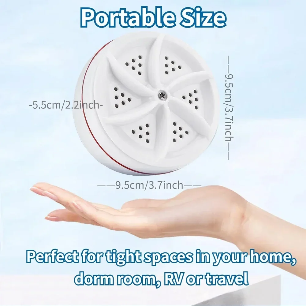 Mini Washing Machine USB Rotating Turbine Portable Washing Machine for Travel Home Business Trip for Socks Underwear Wash Dishes