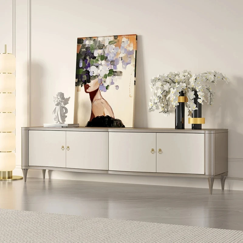 

Шкаф для телевизора из цельного дерева во французском стиле, современная простота, шкаф для телевизора в американском стиле и чайный столик, комбинированный шкафчик для гостиной