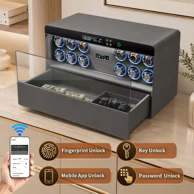 for CEQSAFE Automatic Watch Winder Safe with Fingerprint Unlock and Auto Door System for Luxury Watches New Product Launch