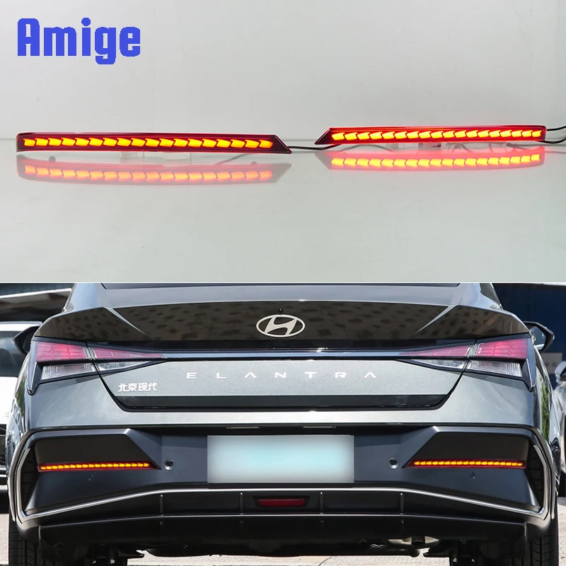 

Car LED Taillights Rear Reflector For Hyundai Elantra 2023 2024 12V Tail Light Bumper Lamps Brake Signal