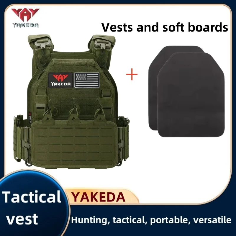 

YAKEDA Tactical Vest 6094 Fast detachable light laser cut outdoor hunting black gear carry vest of high quality