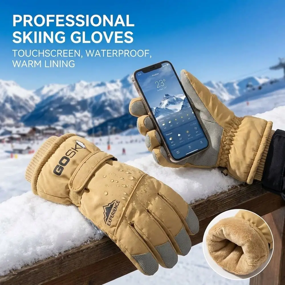New Touch Screen Winter Warm Gloves Windproof Thick Outdoor Ski Gloves Fleece Lined Warm Riding Gloves Winter Outdoor Sports