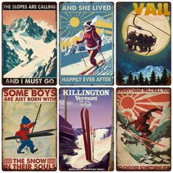 Vintage Ski Patrol Metal Poster, Retro Apres Skiing Tin Sign, Outdoor Winter Sports, Ski Team Printing Decoration, Plates, WY262