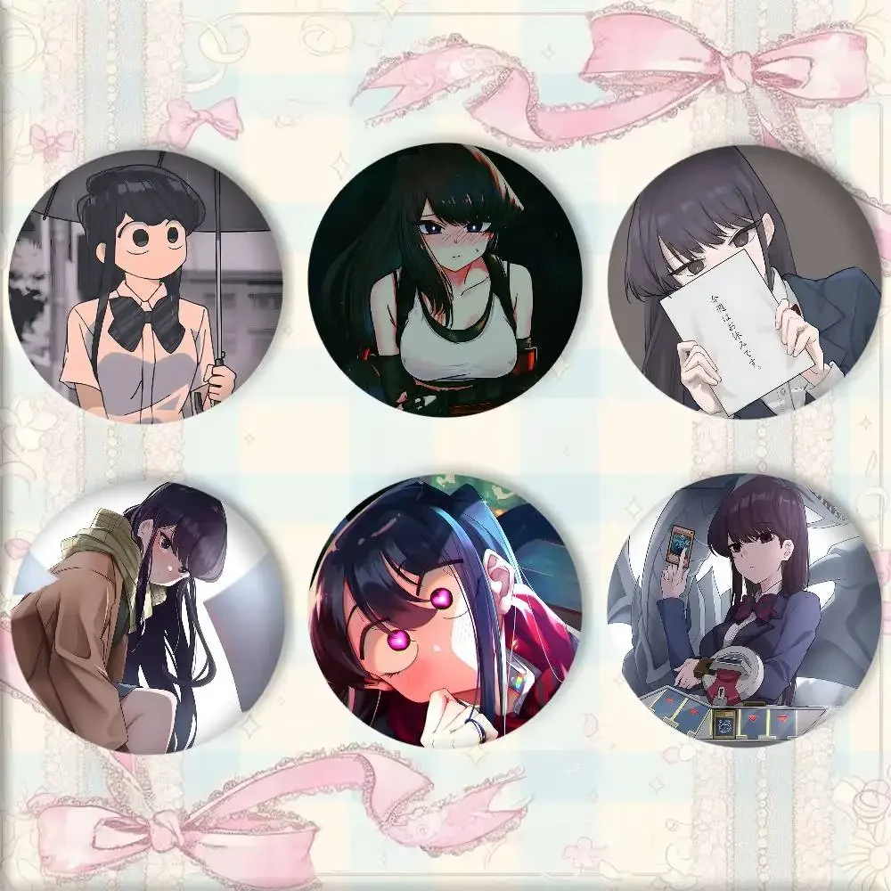 Anime Komi Cant Communicate Cute Girl Komi Shouko Badges Round Cosplay Pin Bag Decor Fans Collect Friends Gifts Brooch Souvenir