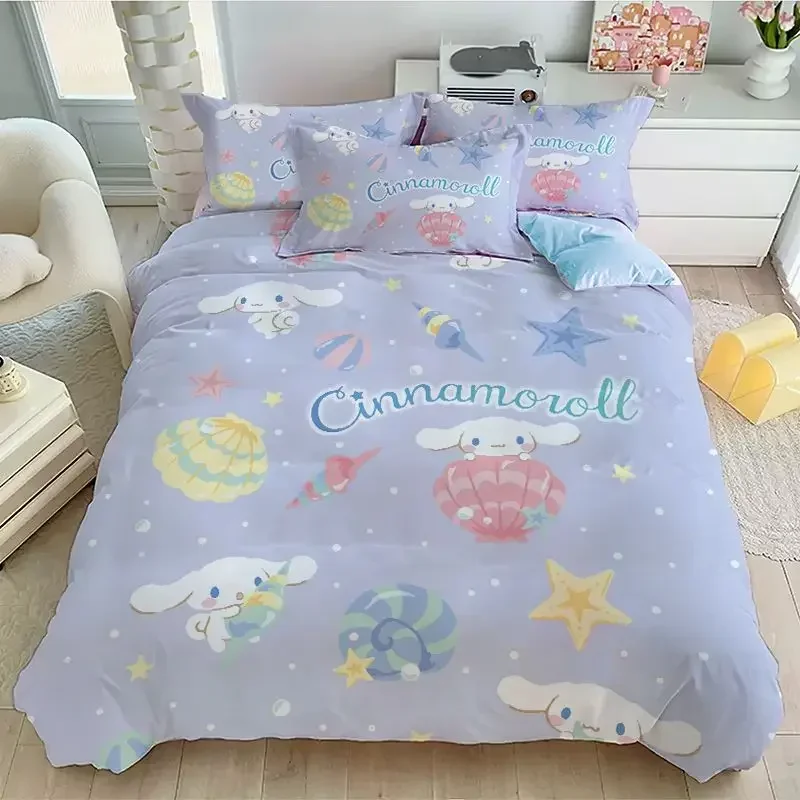 

90% Cotton Cartoon Cute Cinnamoroll 3-piece Set Big Eared Dog Children's Quilt Cover Sheet Pillowcase 4-piece Set