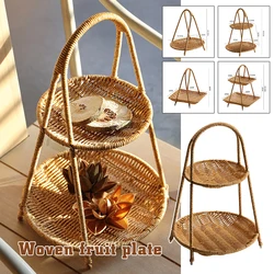 Rattan Imitation Woven Fruit Storage Tray, Dried Fruit Tray, Candy Snack Rack, European-Style, Dry Fruit Bowl, Afternoon Saucer