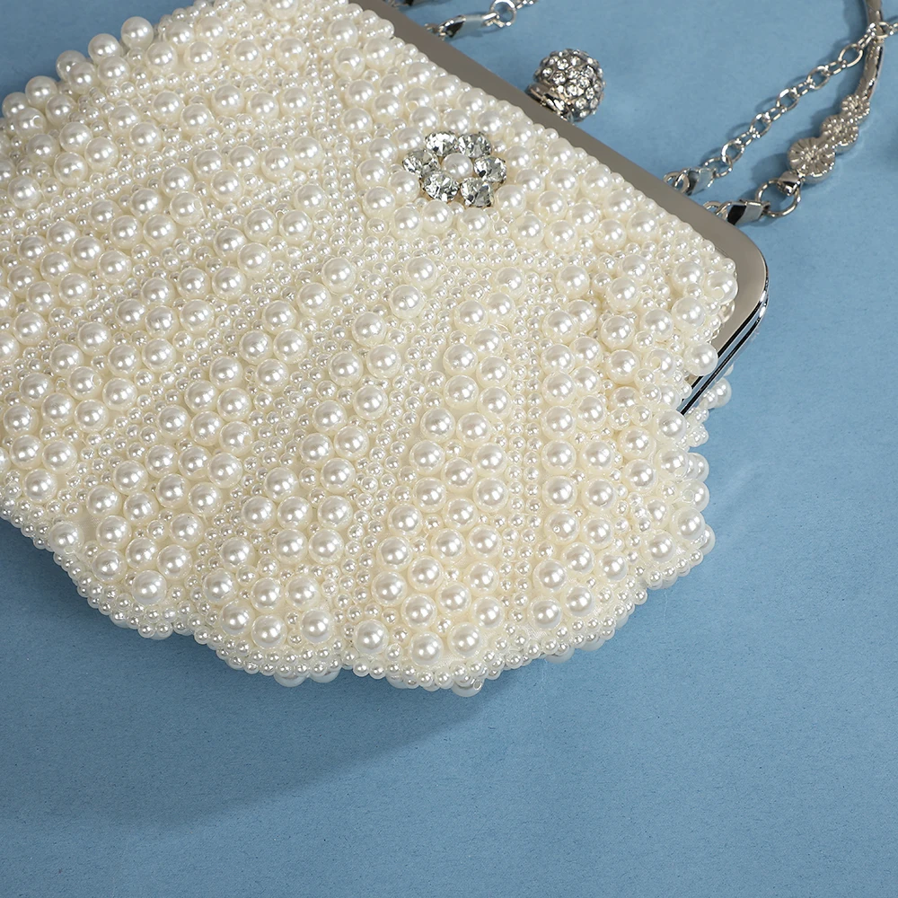 Fashionable and elegant shell pearl evening bag socialite travel cosmetics storage bag diamond-encrusted versatile handbag for view 5