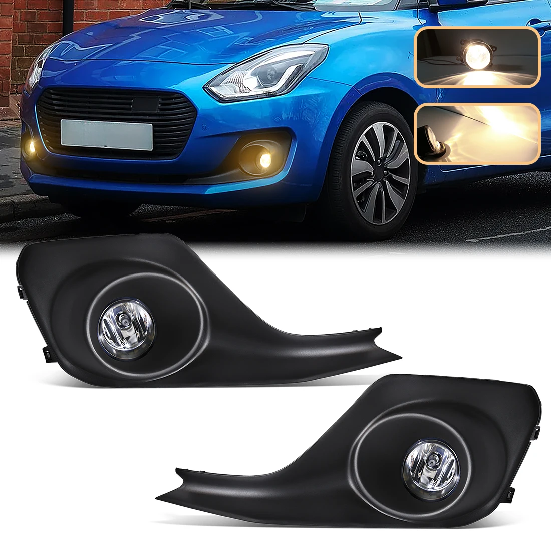 Car Fog Lights Assembly For Suzuki Swift 2018 2019 Foglamps Front Bumper Driving Headlight with Cover Wiring Kit Accessories