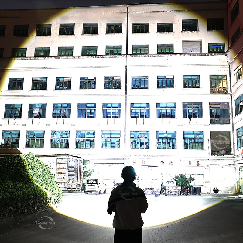 أحدث مصباح يدوي يعمل بالطاقة الشمسية + من النوع c قابل لإعادة الشحن 5000000LM مصباح LED فائق السطوع تكبير طويل المدى 4 كجم شعلة قوية Cob Lantren