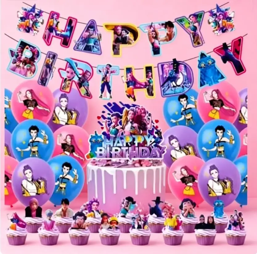 

selling anime themed party supplies, atmosphere decoration, purple sets, party candy bags, decorative aluminum foil balloons