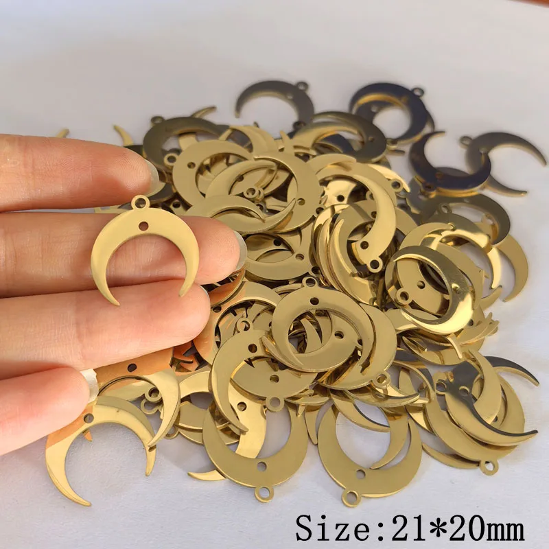 3 pièces croissant de lune ajustement bricolage glands boucle d'oreille collier en acier inoxydable pendentif breloques pour la fabrication de bijoux couleur or bricolage accessoires