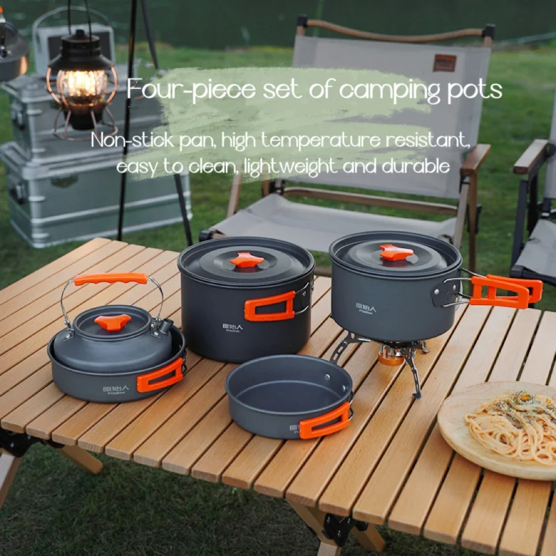 

Camping Cookware Outdoor Pan Kettle Frying Pan Equipment Portable Wild Camping Tableware Set Pot Supplies camping equipment