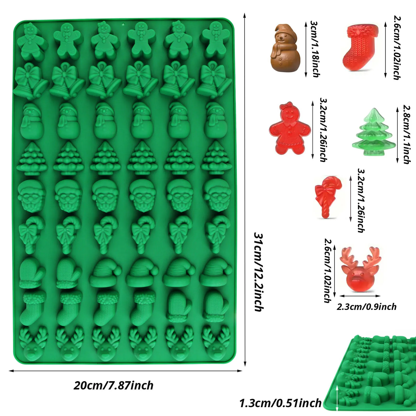 Four Types of Christmas-Themed Silicone Candy and Chocolate Molds to Choose From, Made of Food-Grade Silicone, Easy to Demold, Flexible and Durable, Can Create Various Christmas-Themed Shapes for Candy, Chocolate, Cake Decorations, Etc., for Christmas Holidays view 2