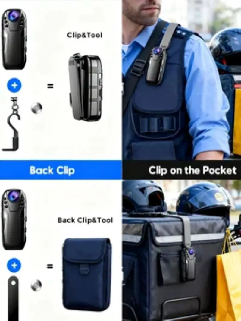 كاميرا Boblov Mini HD 1080P كاميرا ضيقة للشرطة بالأشعة تحت الحمراء للرؤية الليلية كاميرات فيديو صغيرة 125 °   كاميرا صغيرة محمولة بزاوية واسعة للرياضة