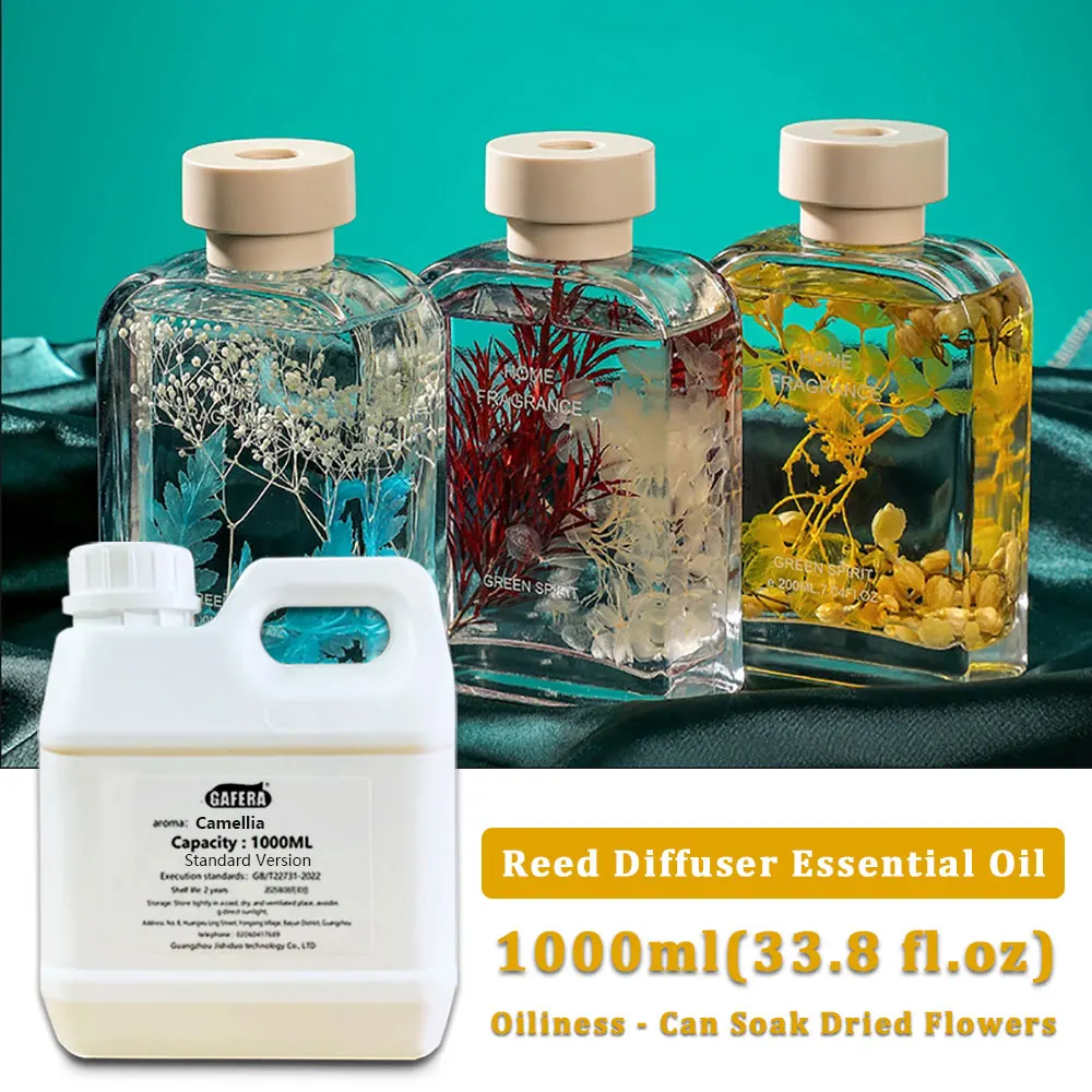 

GAFERA 1000 мл (33,8 жидких унции) Камелия/Wild Bluebell Беспламенные эфирные масла для ароматерапии, масло-диффузор с тростями, духи в большой флаконе