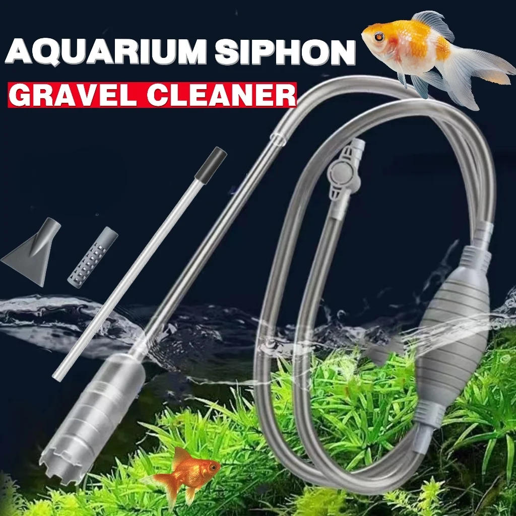 Sifón Semi para acuario, grava al vacío, 1,5-3m, juego de cambiador de agua para pecera, lavadora de arena de succión con interruptor de válvula, accesorios para acuario