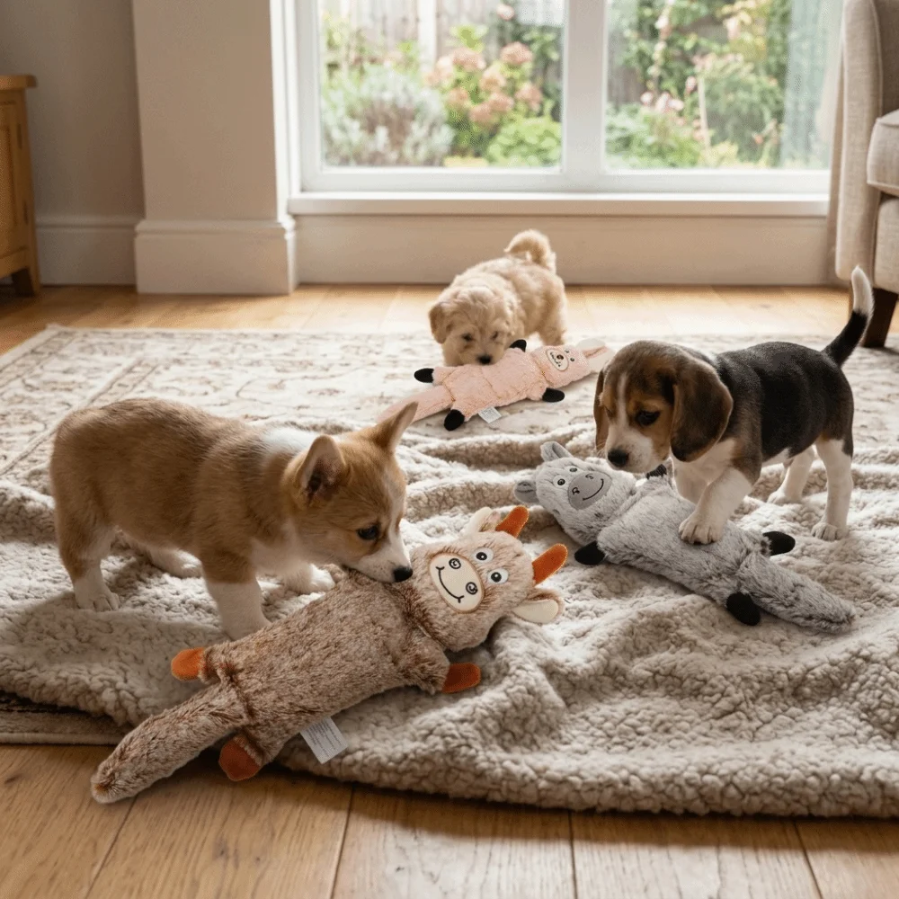 Cartoon Shaped Animal Toy Soft Surface Assorted Tones Dog Chew Toy Multi Size Option Bite Tough Texture Squeaky Dog Toy