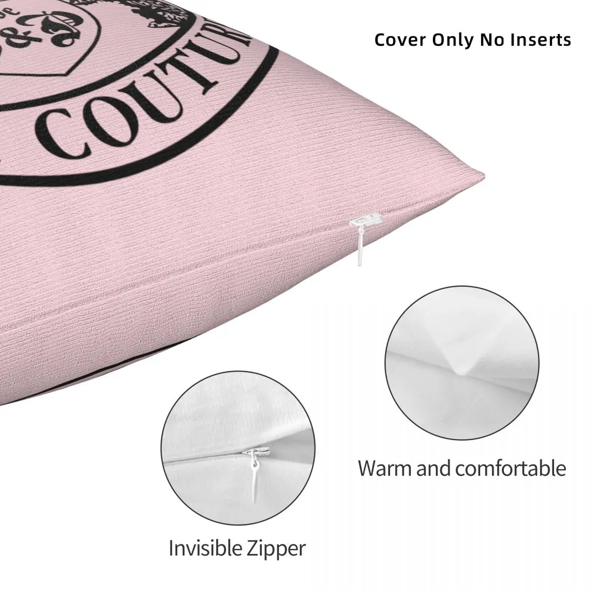 Juicy Couture 1 Pillow Case Pillow Cover Black With Zipper Back Cushion Pillows Decor Home