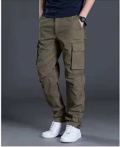 2025 Cotton Multi Flap Pockets Men's Straight Leg Cargo Pants Loose Casual Outdoor Pants Men's Work Pants For Hiking Tactical - Image 2