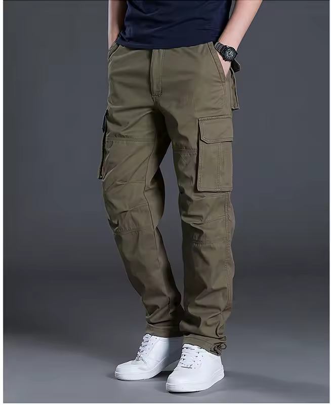 2025 Cotton Multi Flap Pockets Men's Straight Leg Cargo Pants Loose Casual Outdoor Pants Men's Work Pants For Hiking Tactical - Image 2