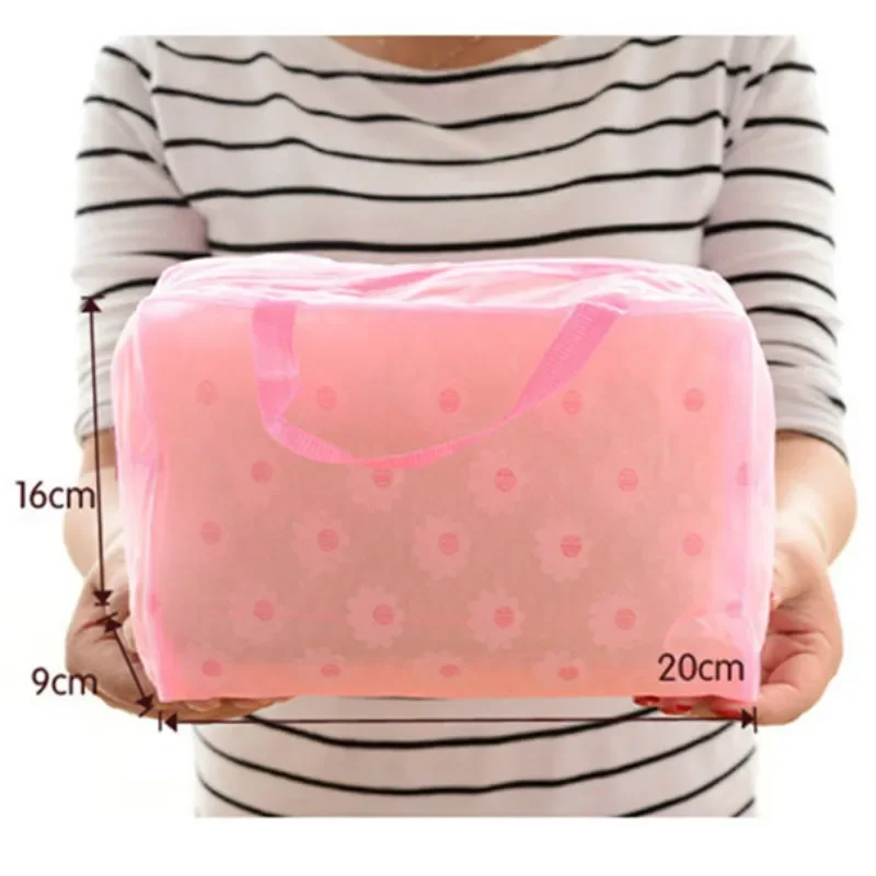 Translucent Handbag Organizer Makeup Travel Cosmetic Bag Waterproof PVC Toiletry Kits Bathroom Storage Wash Bag Daisy Handbag