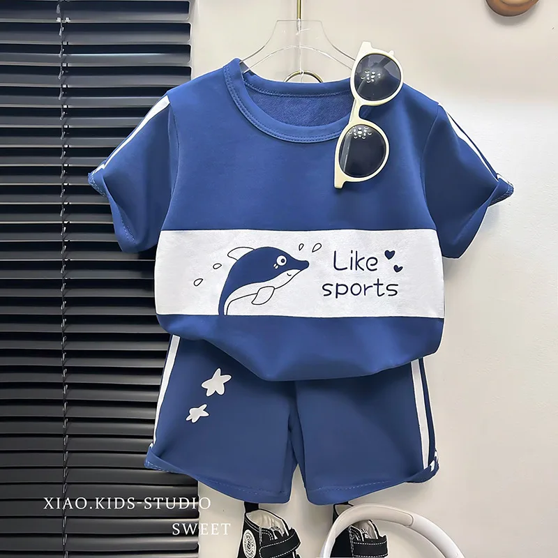 Children's Suit New Short-sleeved Top + Shorts 2-piece Striped T-shirt Summer Baby Clothes Korean Style Children's Clothing image 4