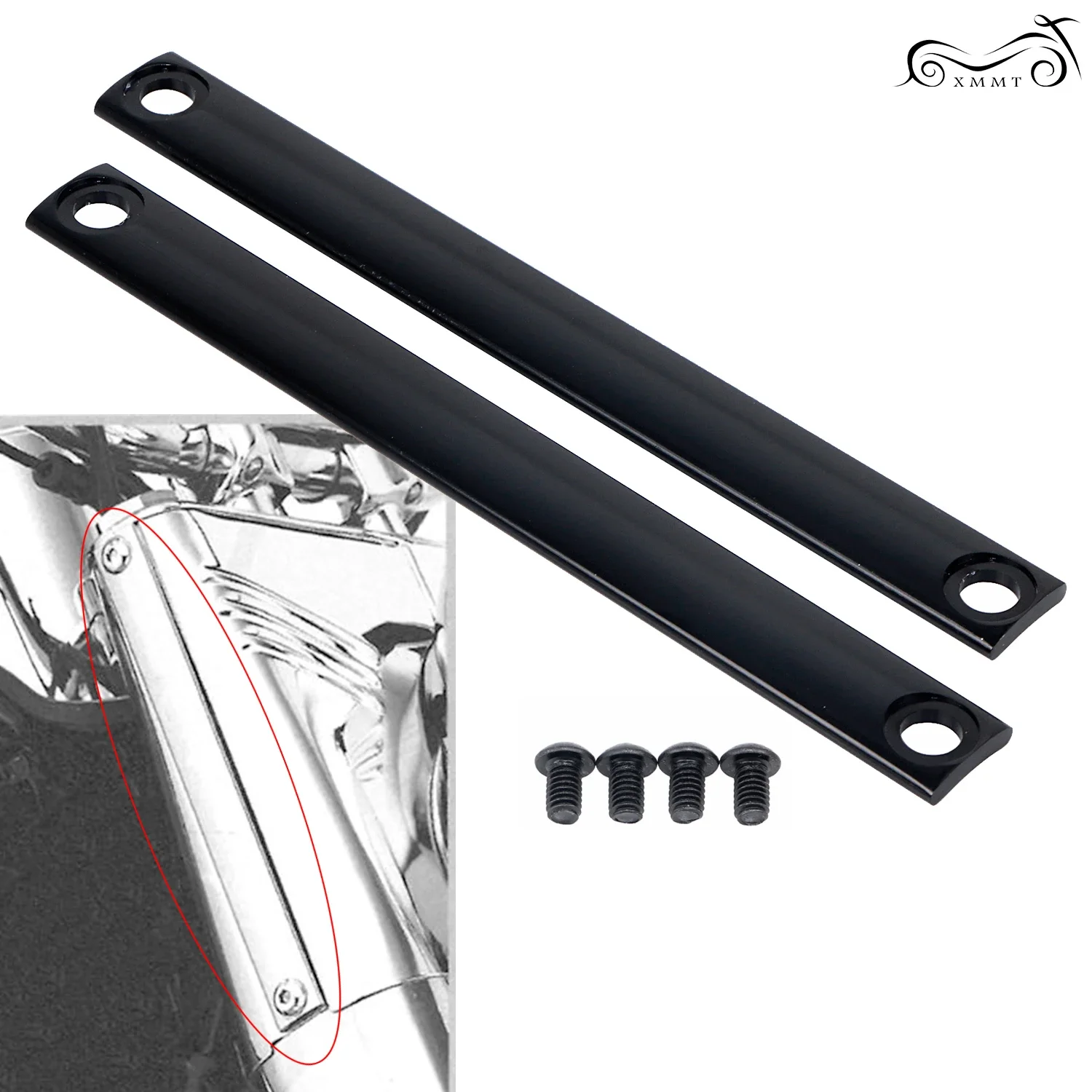 Motorcycle Black CNC Aluminum Fork Panel Accent Strips For Harley FatBoy Heritage Softail Slim FLS Springer Classic FLSTC FLSTFB