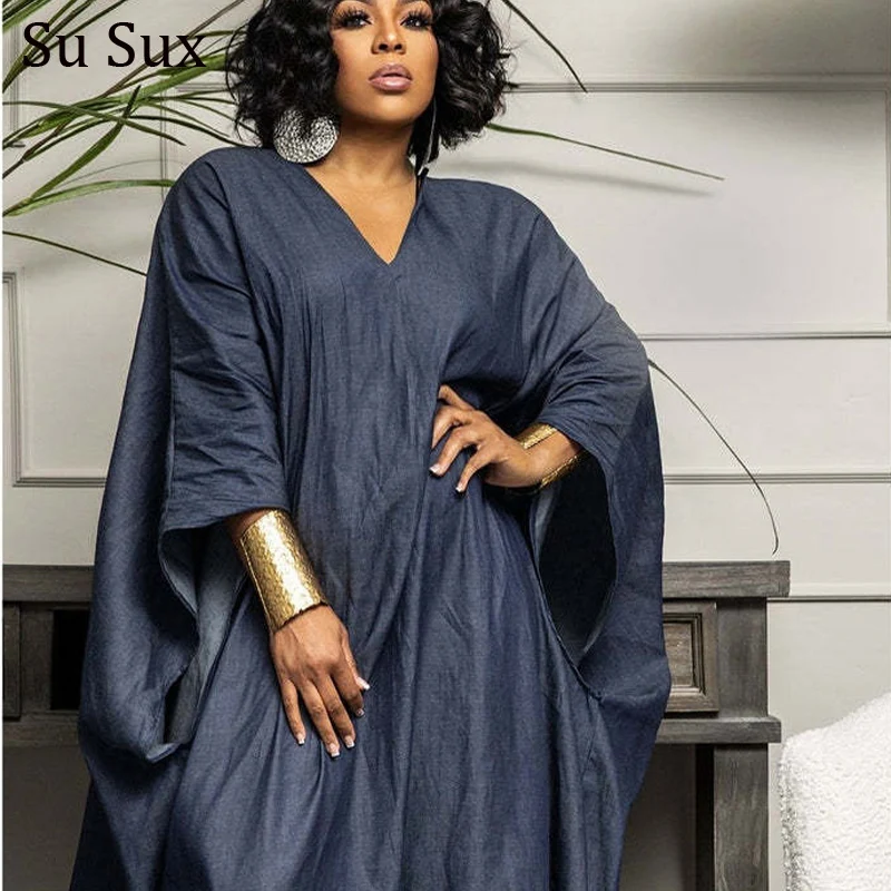 

Loose Bat Sleeve Maxi Dress African Dresses For Women 2024 Dashiki Plus Size Africa Clothing Robe Africaine Femme