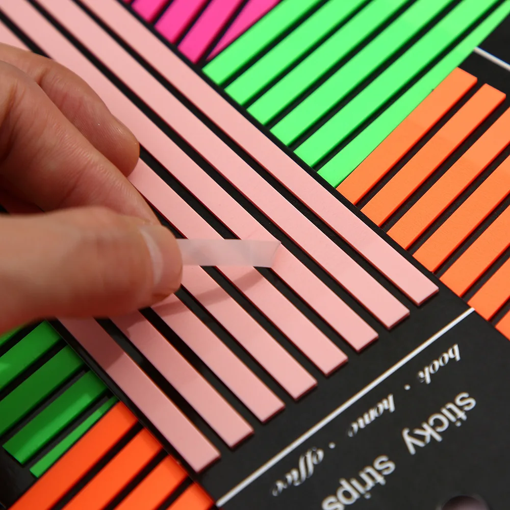 Color Fluorescent Thin Strip Highlight Sticky Notes, Morandi Semi-transparent PET Index Tabs, Writable Book Page Marker Labels