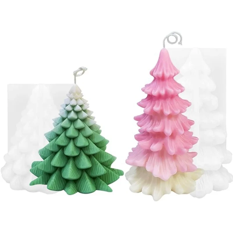 DIY 3D Christmas Tree Candle Silicone Mold Crystal Candle Holder Decoration Desktop Ornament Resin Mold Home Handicrafts Casting