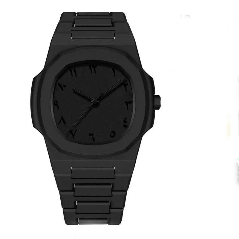 

Black and Green Middle Eastern Arabic Numerals Square Dial Men's Watch with Customizable Logo, Casual Plastic Strap, Clock