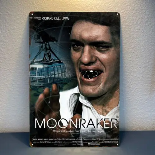 1p，James Bond Moonraker Movie Metal Poster Tin Sign 20x30cm