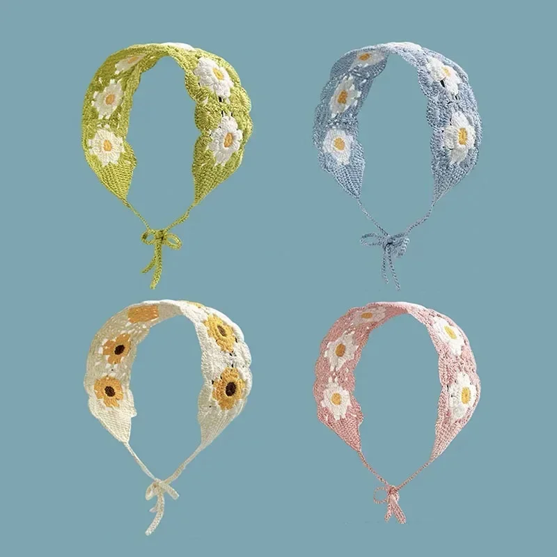 

Korean Style INS Parent-Child Sunflower Headband Crochet Hair Hoop Accessories for Women, Girls, and Babies, Headscarf Supplies