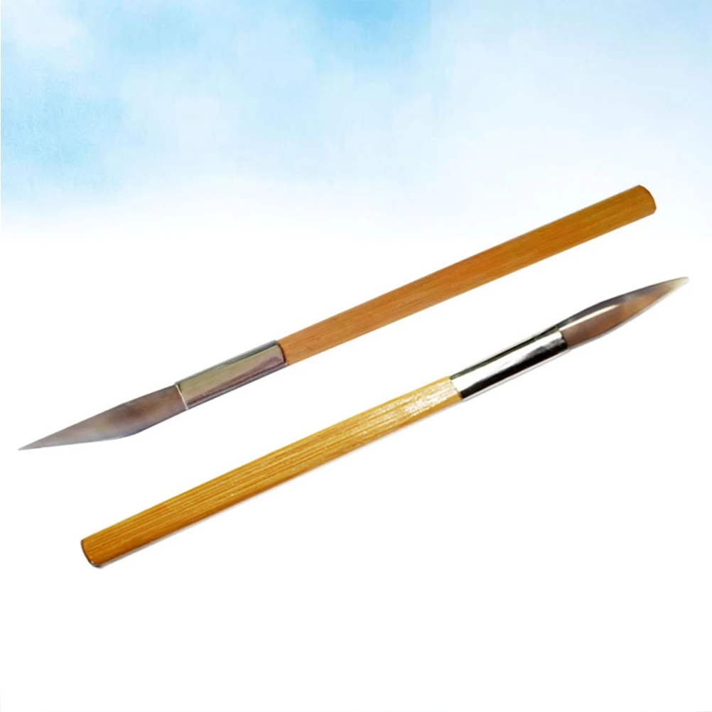

2pcs Agate Knife Bamboo Handle Professional Jewelry Polishing Tool Accessory For Copper Crafting
