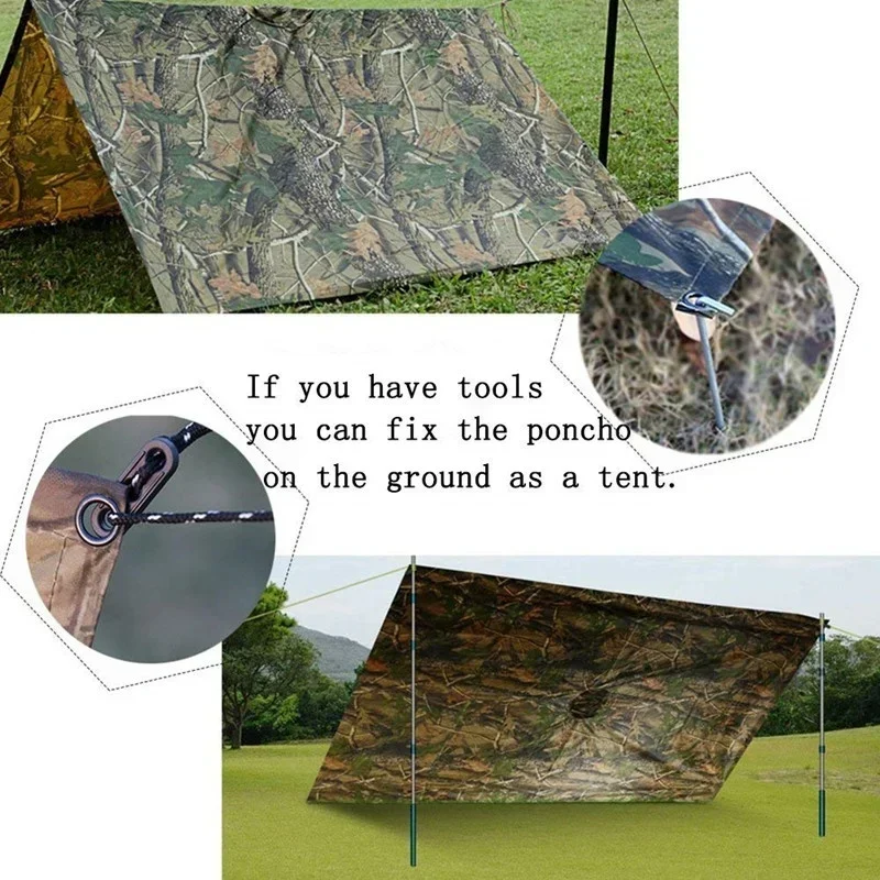 3 in 1 Multifunctional Raincoat Backpack Rain Cover Hiking Cycling Poncho Waterproof Tent Outdoor Camping Shade Tent Picnic Mat