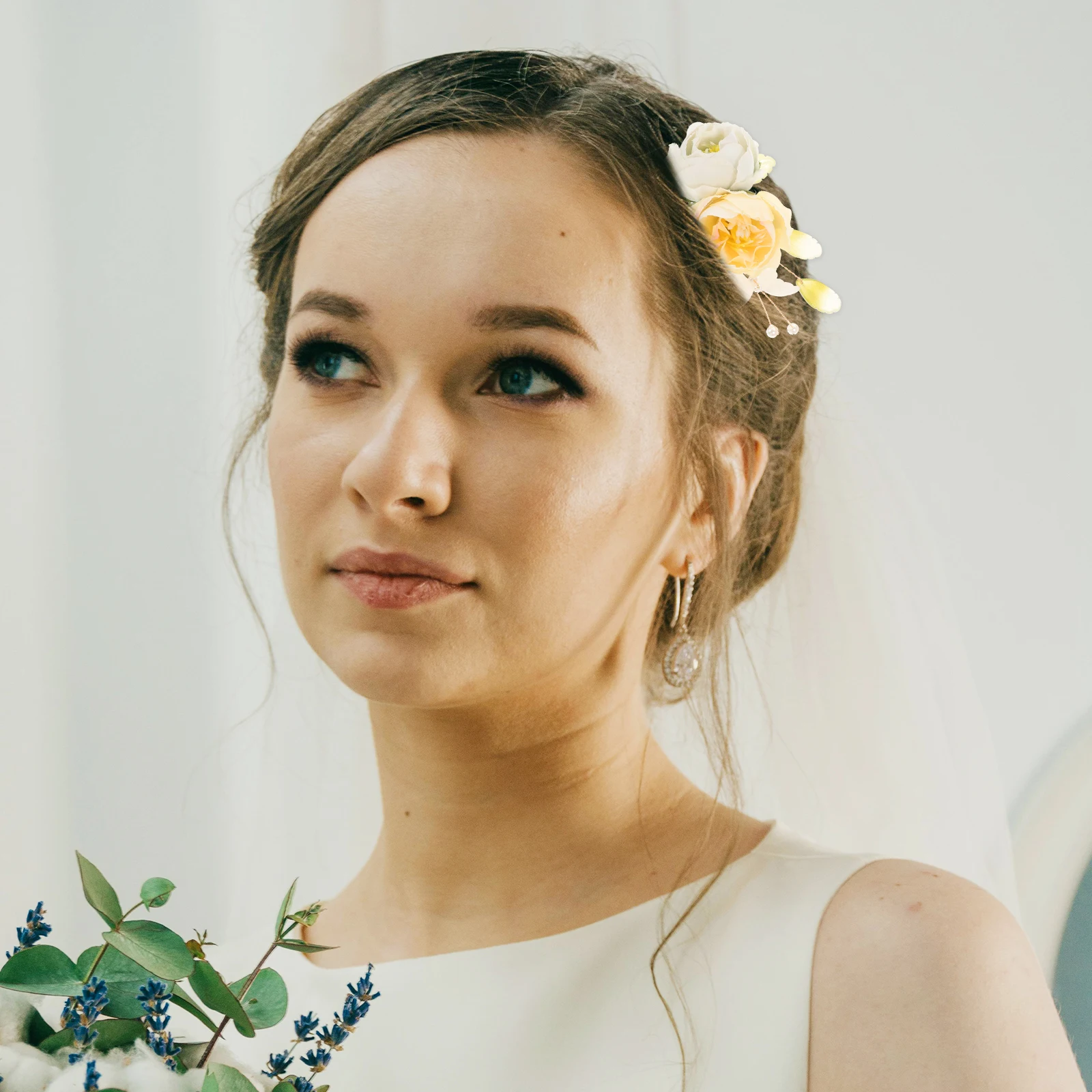 

2pcs Flower Clips Vintage Bridal Accessories Fabric Side Hairpin for Wedding Party Women Floral Hair Flowers Flower Clips Hair